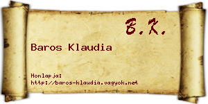 Baros Klaudia névjegykártya